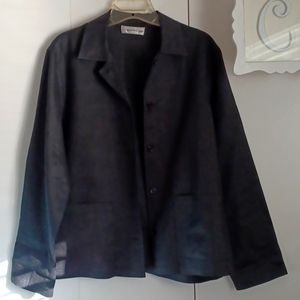 Evan Picone, Black Linen Cardigan, SZ. L